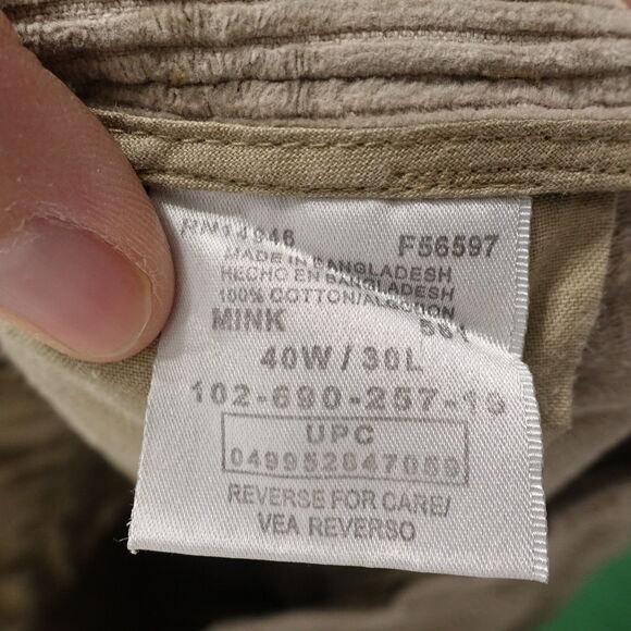 BILL BLASS BLACK LABEL CASUALS BEIGE KHAKI PLEATED CORDUROY PANTS MENS 40X30 - Picture 8 of 8